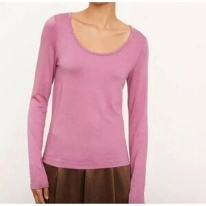 Vince Scoop Neck Top Women XXL Pink New Quiet Luxury Minimalist Capsule Chic